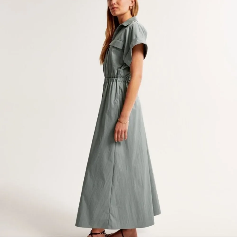 Abercrombie & Fitch Sage Green Utility Maxi Dress
